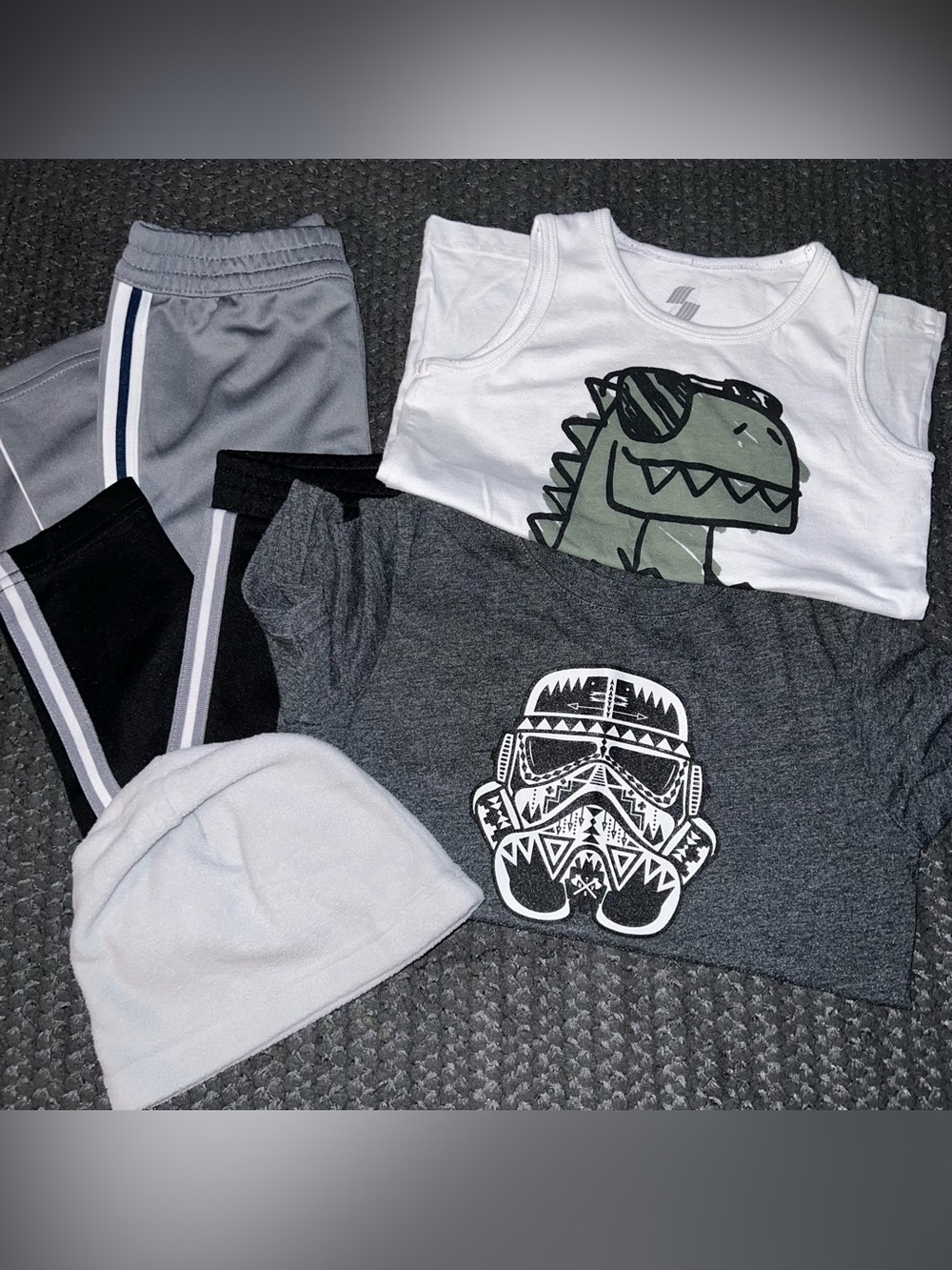 Boys Graphic Tee & Tank Set with Gray Jogger